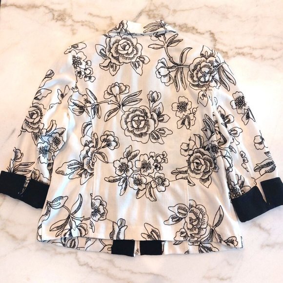 Draper & Damon's‎ Petite Womens White Black Floral Jacket Size PM - Picture 4 of 8